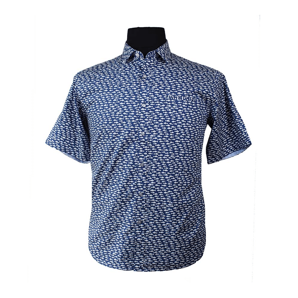 Men's fish print dress shirt