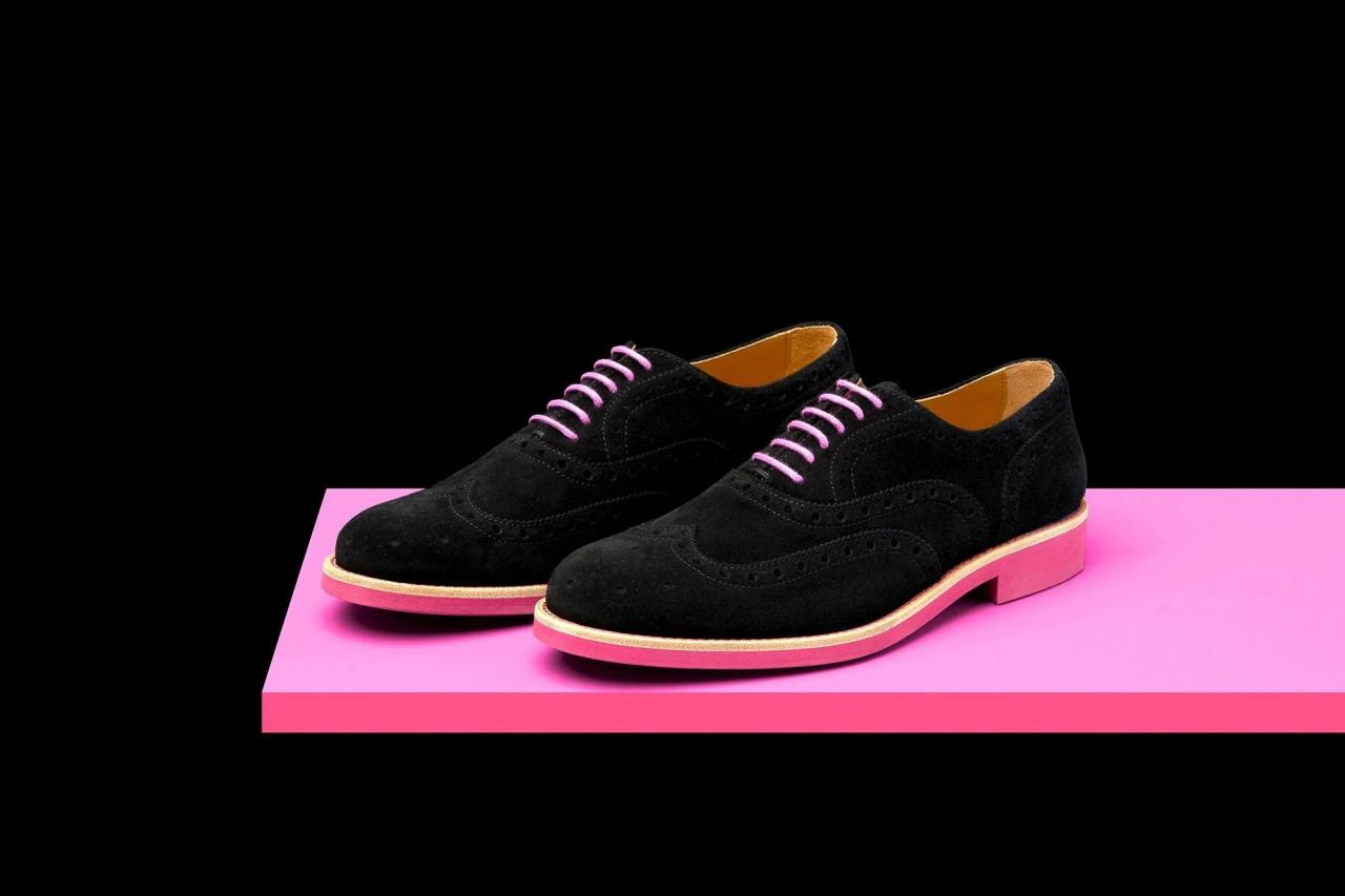 Pink and black mens dress shoes