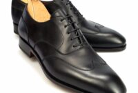 Mens black white wingtip dress shoes