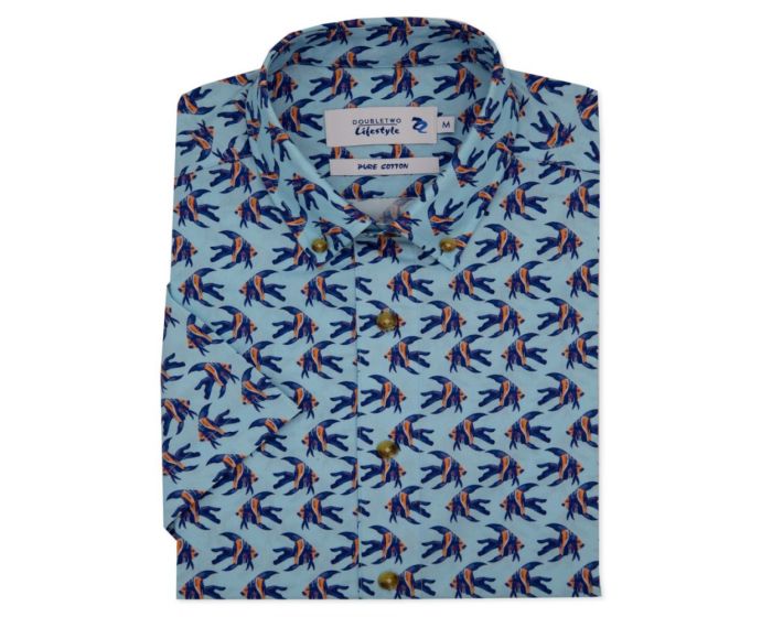 Men's fish print dress shirt