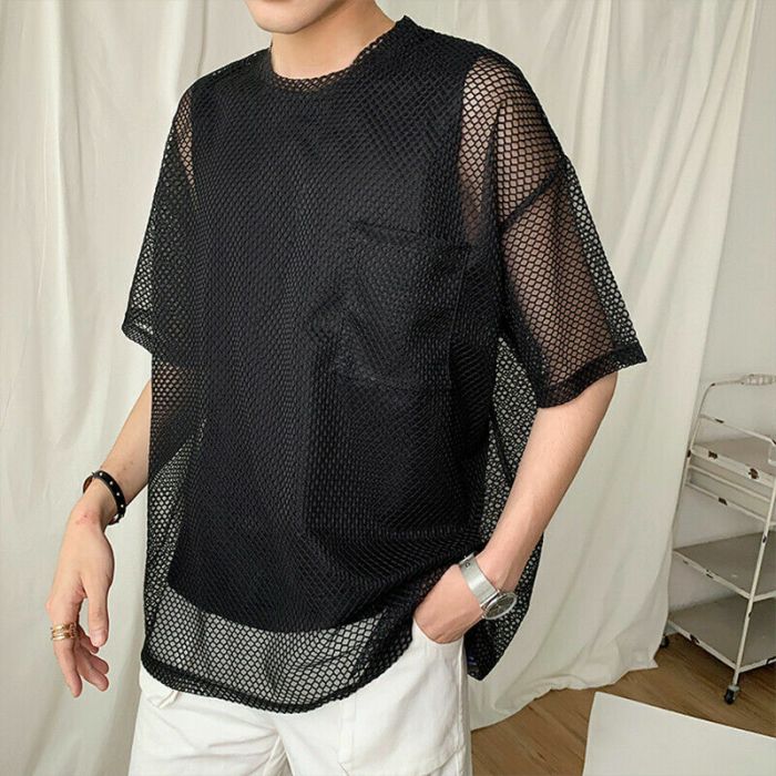 Mesh dress shirt mens